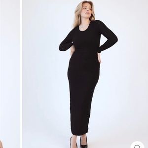 Black ribbed maxi sweater dress